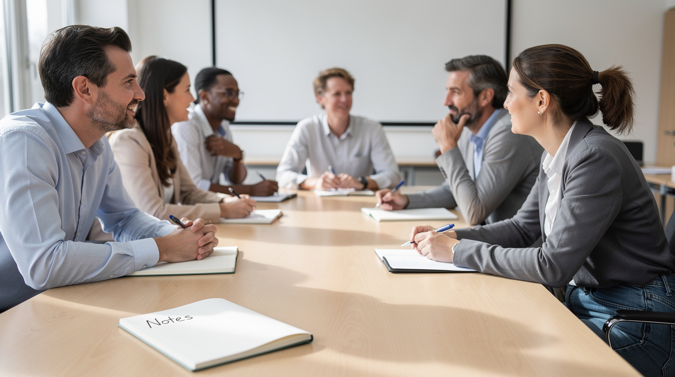 Group of adults in a seminar discussion