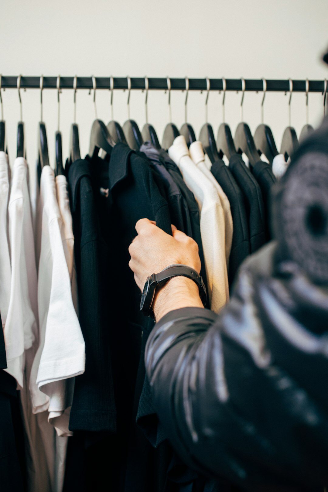 person trying on new clothes